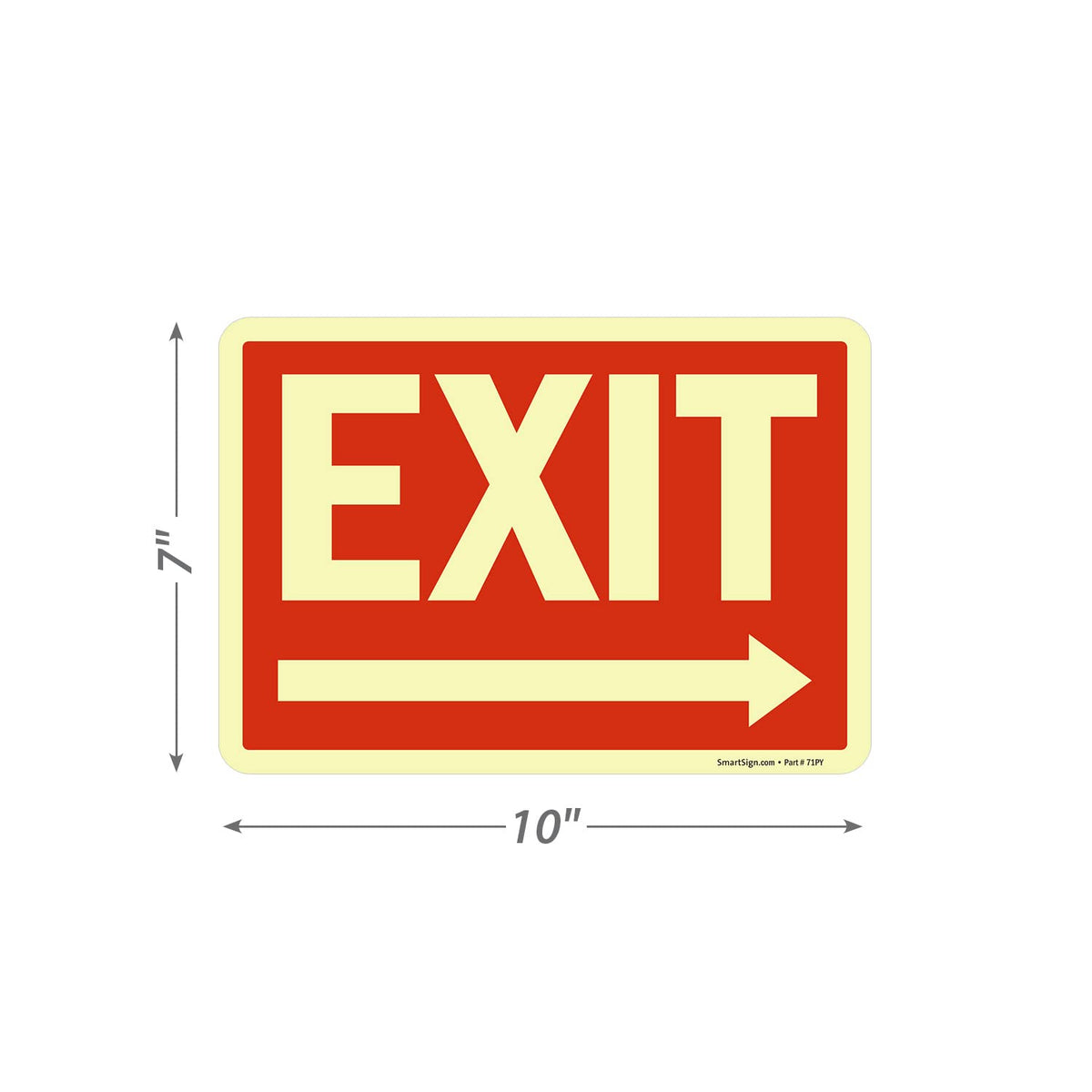 SmartSign Exit Sign Label with Right Arrow | 7" x 10" Laminated Vinyl Sticker Glow in Dark/Night 7" x 10" Glow-in-The-Dark Vinyl Label