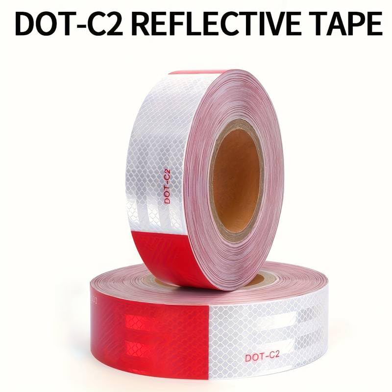 DOT-C2 Reflective Safety Tape 2 inches x 200 feet red/White Eye-catching Tape Suitable for Vehicles, Trailers, Boats, and Signage Safety Reflective Tape