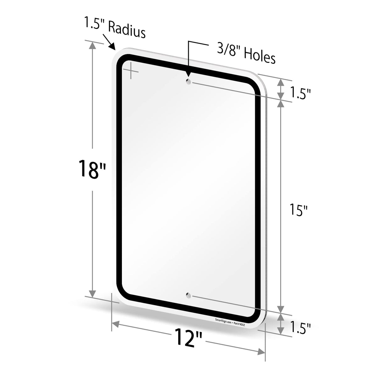 SmartSign 18 x 12 inch “Blank Bordered Parking” Metal Sign, 120 mil Aluminum Composite (ACM), Engineer Grade Reflective Material, Black and White, Made in USA 12" x 18" EG ACM