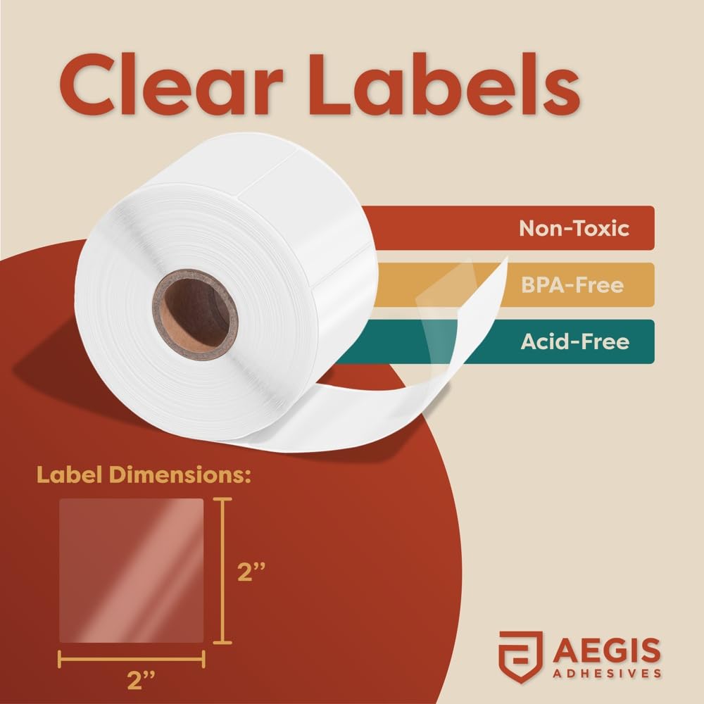 2x2 Clear Label Protectors, 500 Count, NOT Printer Compatible 2” X 2”