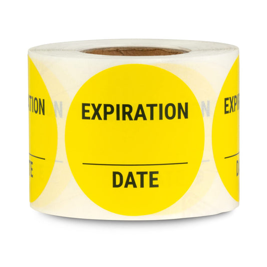 300 Labels, 1 Roll - Expiration Stickers (1.5 Inch, Round, Yellow) Small Writable Labels for Food Containers or Storage Expiration Date 300 Labels
