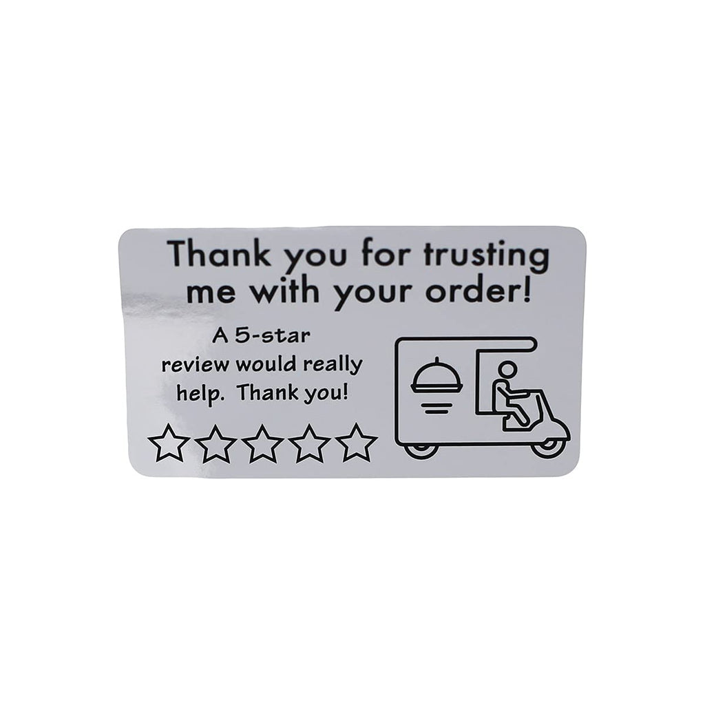 Thank you for your order 5-star food delivery labels, 1.5x2.5 inch shipping and handling stickers, pack of 2, 100 total stickers
