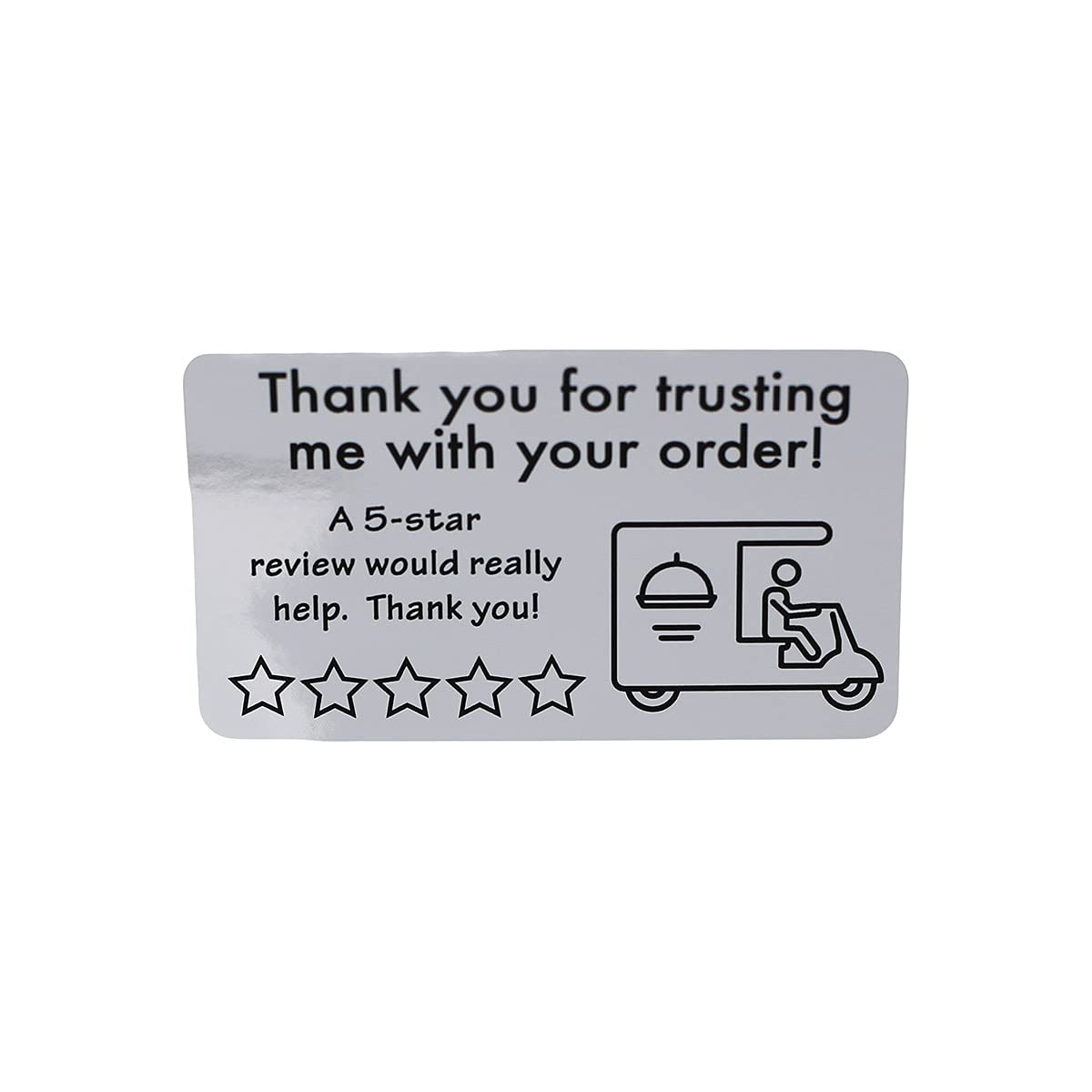 Thank you for your order 5-star food delivery labels, 1.5x2.5 inch shipping and handling stickers, pack of 2, 100 total stickers