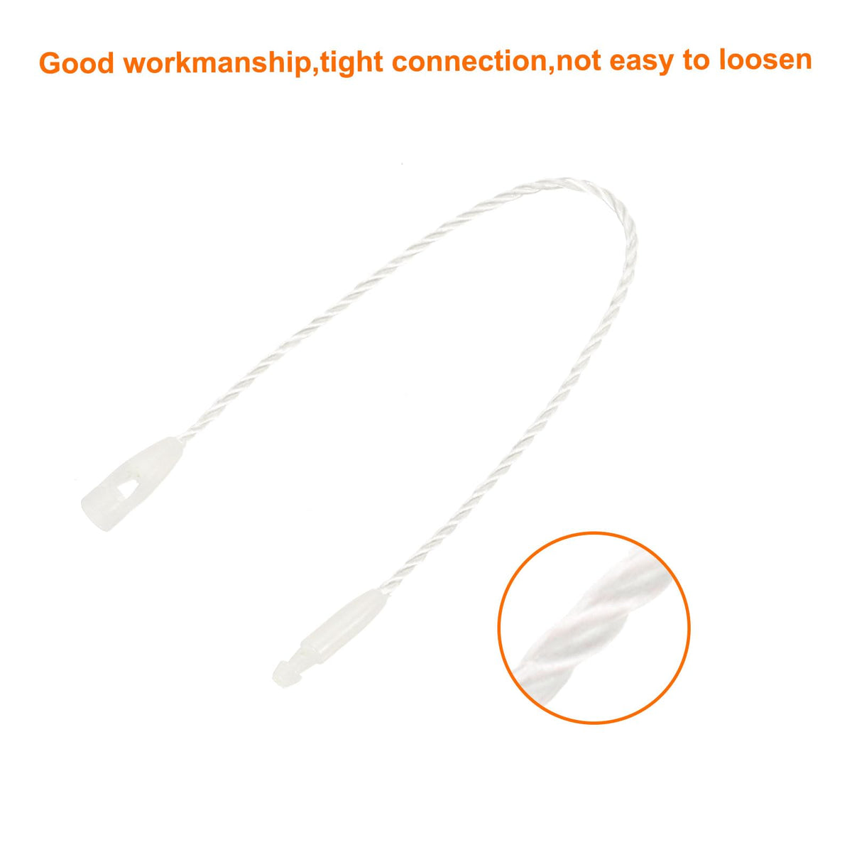 MECCANIXITY Cotton Hang Tag String Snap Lock Pins White 4.7" 100pcs 4.7 inches