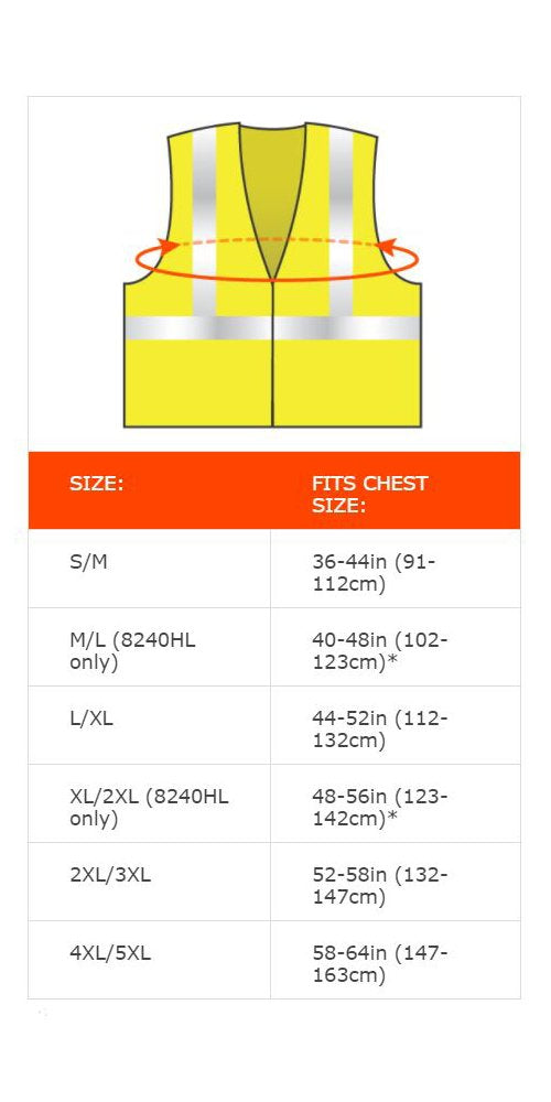 Ergodyne - 24069 GloWear 8248Z ANSI Two-Tone Surveyors Reflective Safety Vest, Orange, 4XL/5XL 4X-Large-5X-Large