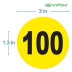iSYFIX Yellow Consecutive Number Stickers, 1 to 100, 3 Inch, 1 Set 3-inch