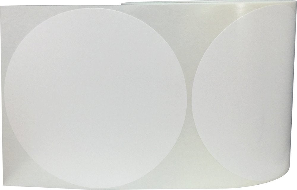 White color coding labels for inventory organization, 5-inch round adhesive stickers, 500 dots on a roll.