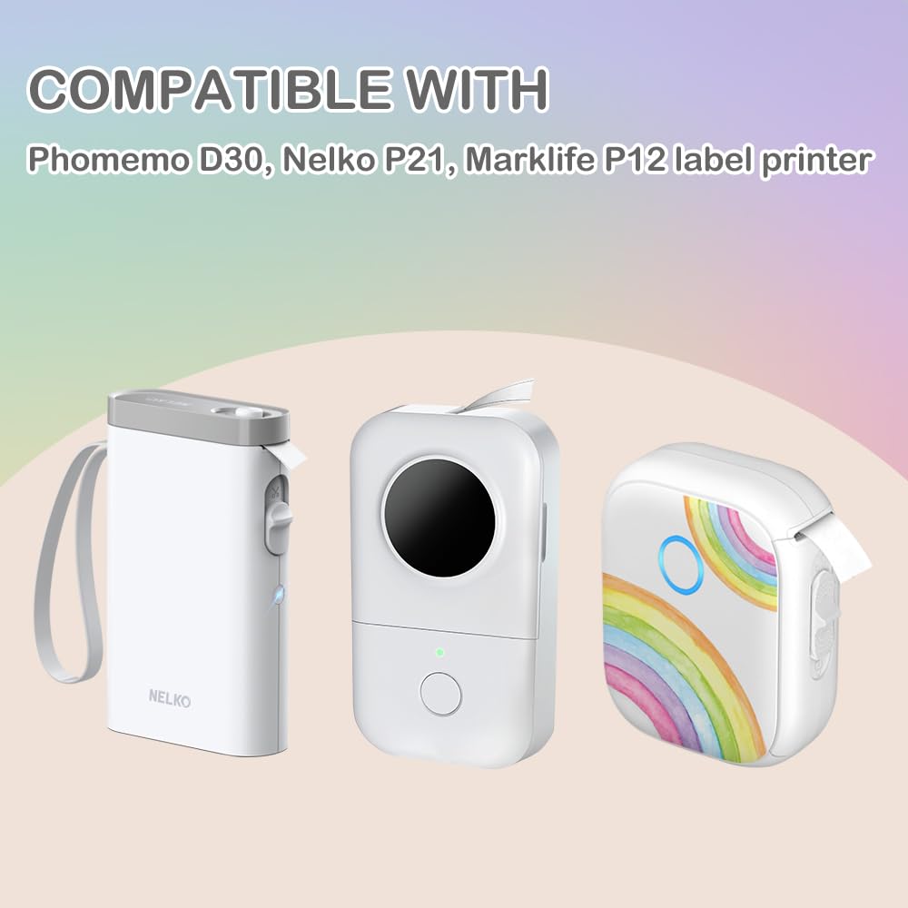 Label Maker Tape Compatible with Phomemo D30 Priner, White Sticker Thermal Paper Self-Adhesive Waterproof, 12 x 40 mm (0.47 x 1.57 in) 180 Labels/Roll, 3 Rolls