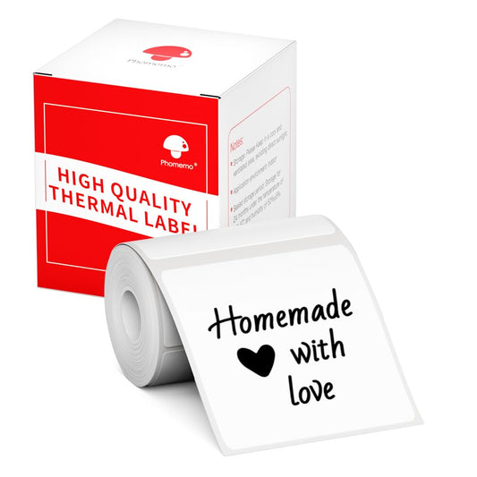 Label Maker Paper, Phomemo M110 Label for Small Business, White Thermal Paper for Phomemo M110 M120 M221 M200 M220 M150 M250 M260 M108 M100 Printer, Black on White, 1.97"x3.15"(50x80mm), 100Label/Roll 1.96"x3.14" (50x80mm)