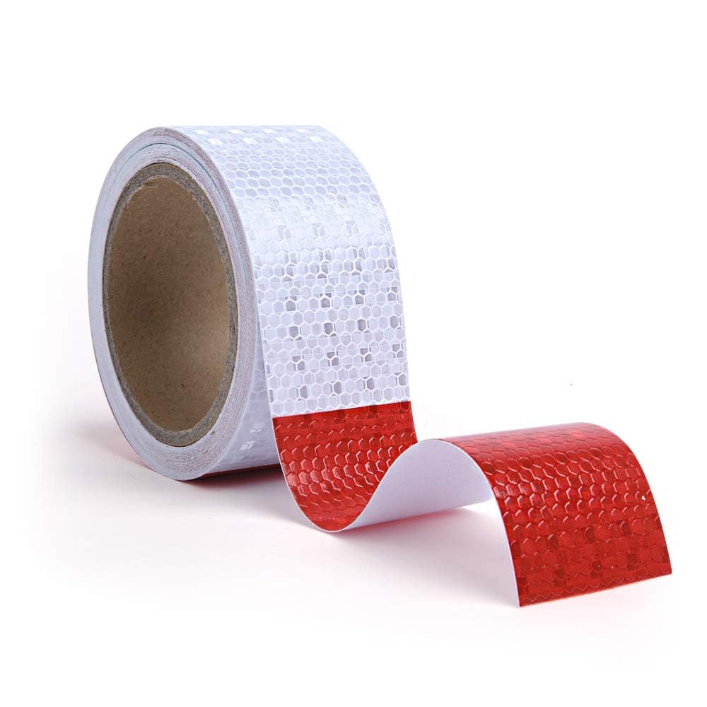 ONTWIE 30ft X 2" Reflective Safety Tape Honeycomb Red/White for Trailers 2 Inch - Reflector Conspicuity Caution Warning Sticker High Intensity Waterproof