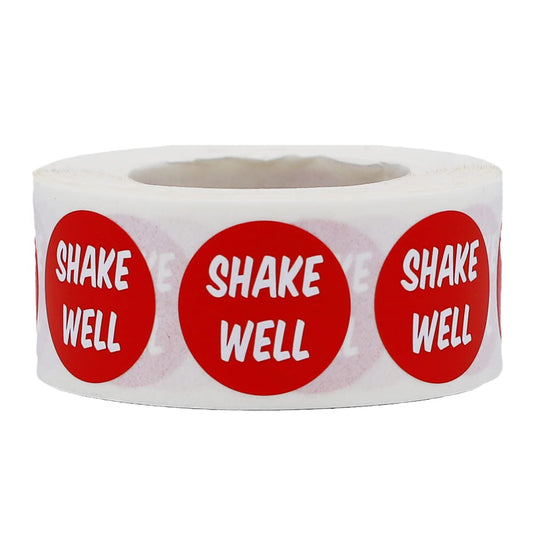Shake Well Labels 0.75 Inch Round 500 Total Adhesive Labels
