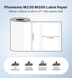 Phomemo M220 Labels,3 Rolls Self-Adhesive Stickers, 2.36'' x 1.57'' Compatible with Phomemo M220/M250/M260/M221/M200 Label Maker, for Office,Warehouse,Address,Mailing,Price Tag,170Pcs /Roll 2.36'' X1.57'' 3 Roll