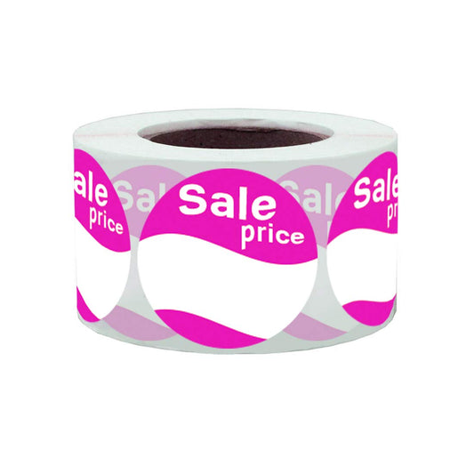 Price Sale Stickers - 1.5 Inch Pink Round Permanent Adhesive Paper Stickers Total 500 Labels Per Roll