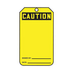 Accuform Signs MGT200CTP Safety Tag, Legend Caution (Blank), 5.75" Length x 3.25" Width x 0.010" Thickness, PF-Cardstock, Black on Yellow (Pack of 25)