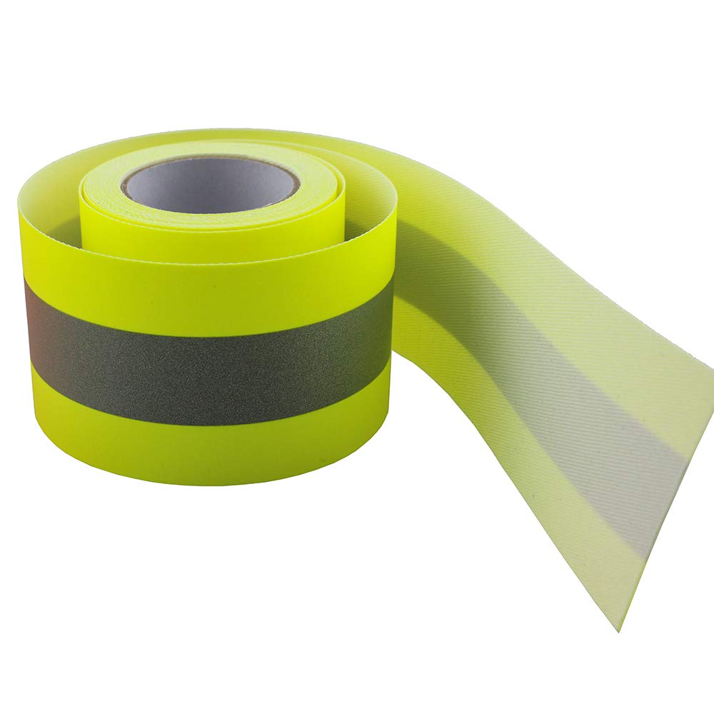 JINBING 2" x 10' High Visibility Fluorescent Yellow Reflective Flame Fire Retardant FR Fabric Tape Sew On