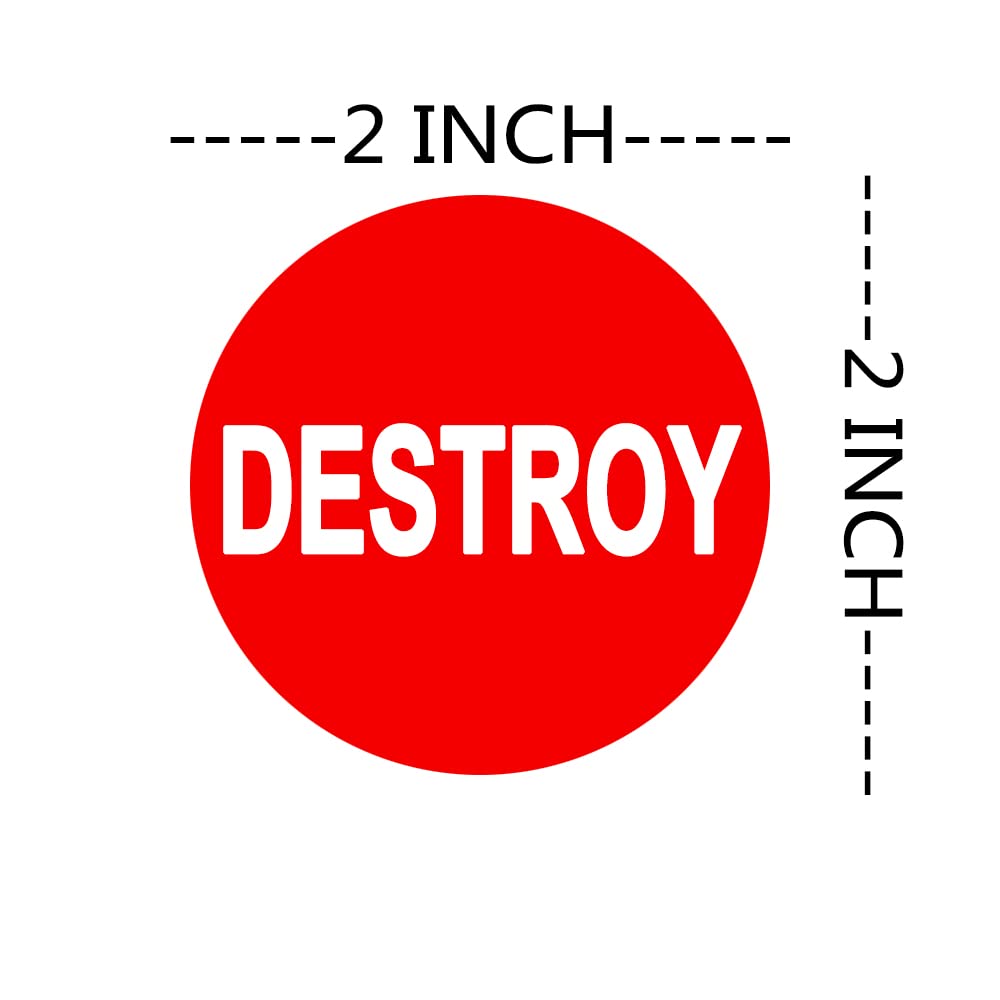 Destory Labels Stickers for Warehouse Inventory,2 inch Self Adheive Labels,500 Pcs Per Pack