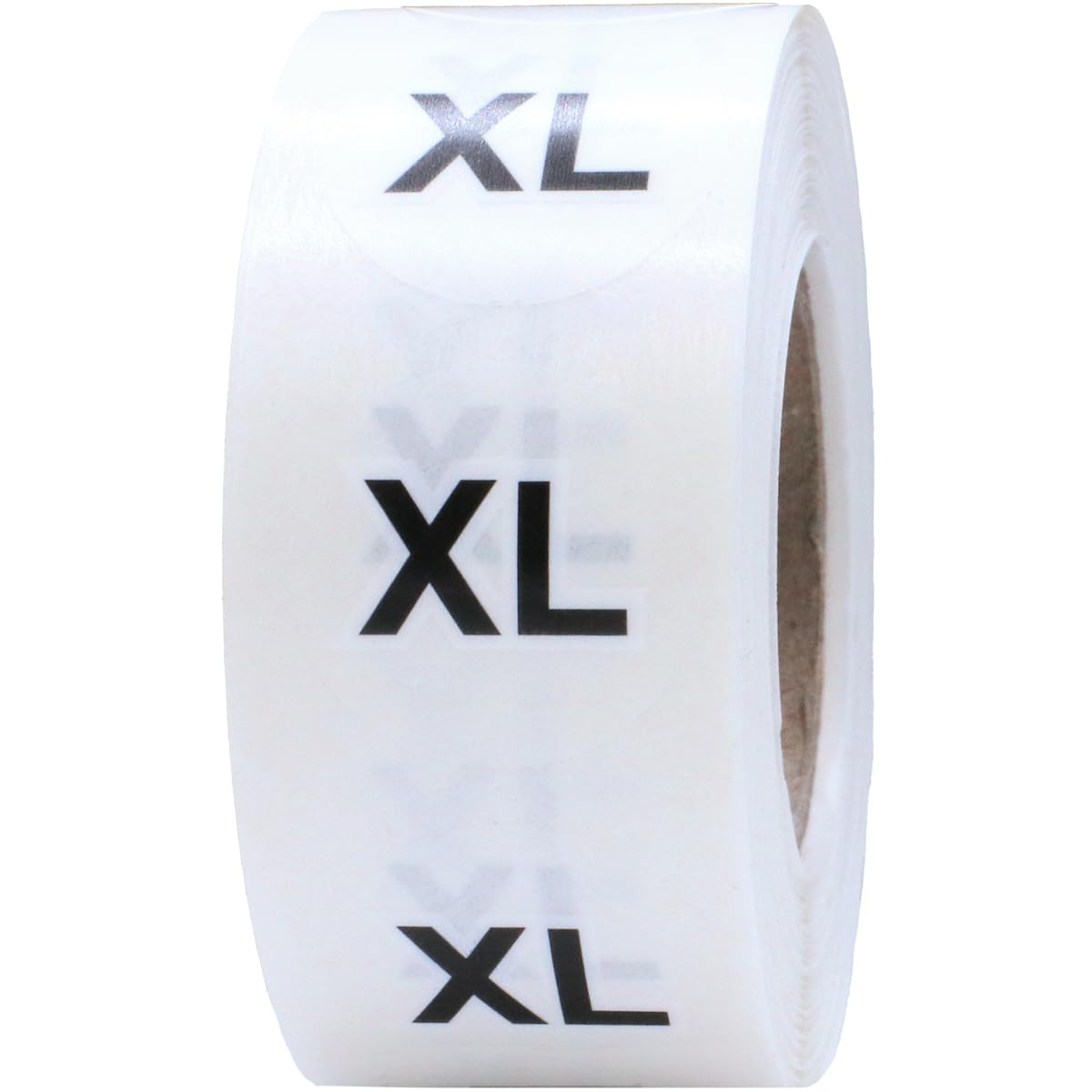 Clear Circle Extra Large XL Clothing Size Stickers - 3/4 Inch Round, 500 Clear Plastic Adhesive Labels Per Roll for Retail Apparel, Clothing Organization, and Inventory - Made in The USA