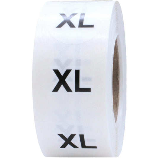 Clear Circle Extra Large XL Clothing Size Stickers - 3/4 Inch Round, 500 Clear Plastic Adhesive Labels Per Roll for Retail Apparel, Clothing Organization, and Inventory - Made in The USA