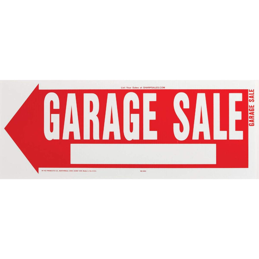 Sunburst Systems 7035 Priced Garage Sale Stickers, 1,000 Count Pre-Printed Labels, Pink & Hy-Ko Products RS-804 Garage Sale Corrugated Plastic Sign w/H Bracket 9.25" x 24" Red/White, 1 Piece Labels + Plastic Sign