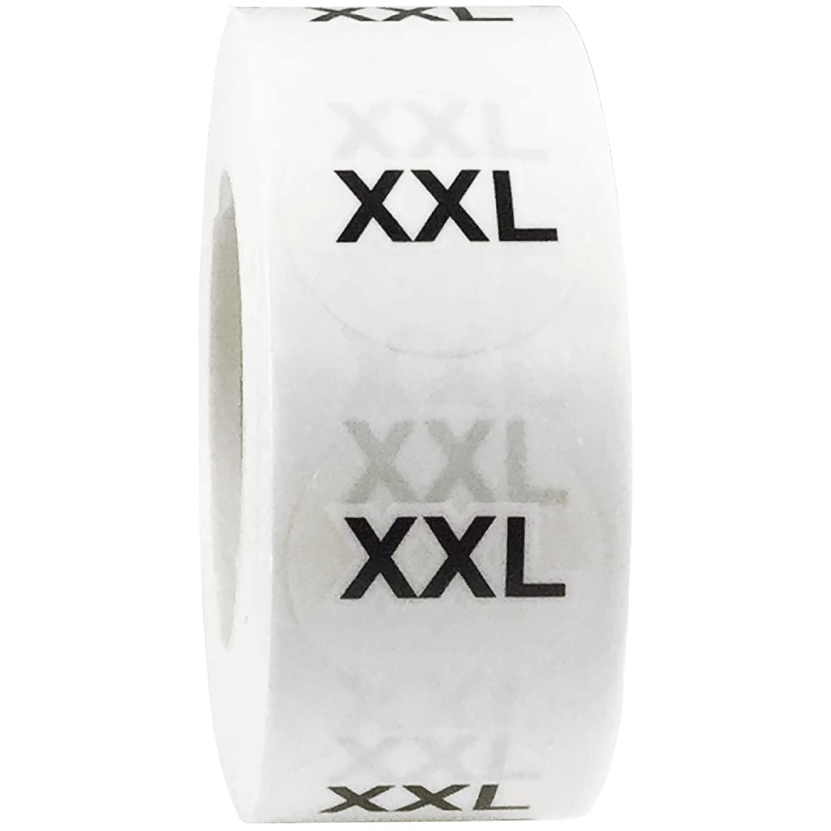 Clear Circle Extra Extra Large XXL Clothing Size Stickers - 3/4 Inch Round, 500 Clear Plastic Adhesive Labels Per Roll for Retail Apparel, Clothing Organization, and Inventory - Made in The USA