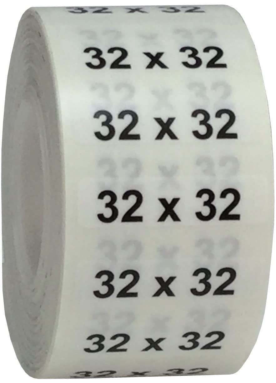 32 x 32 Men's Pants Clothing Size Strip Labels 1.25 x 5 125 Total Stickers 32 X 32