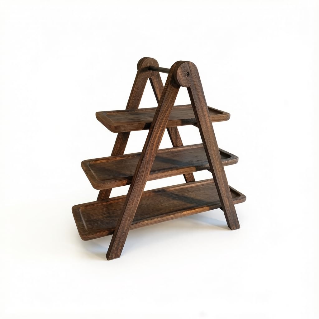 3 Tier Wooden Serving Platter，Fruit Bread Display Bowl Tray，Farmhouse Decor
