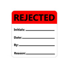 Red Top Label rejected inventory stickers for quality control, 1.8x2 inch, 500 pack, color coding tape for testing and rejection.