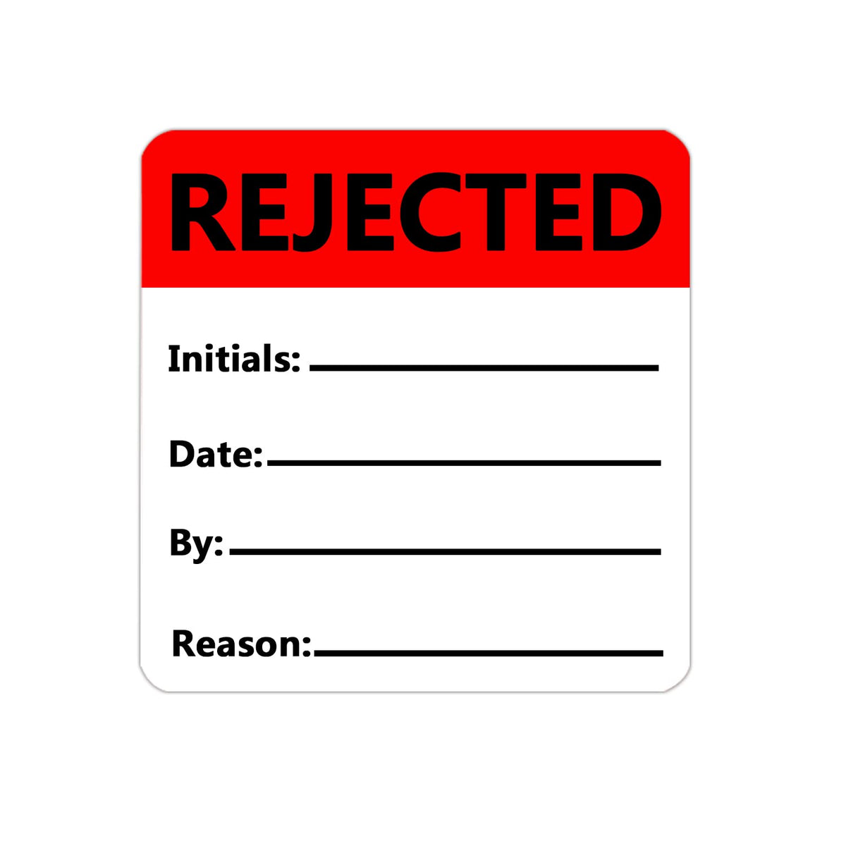 Red Top Label rejected inventory stickers for quality control, 1.8x2 inch, 500 pack, color coding tape for testing and rejection.