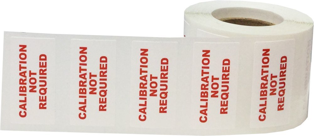 White and Red Calibration Not Required Labels, 3/4 x 1 1/2 Inch in Size, 500 Adhesive Stickers on a Roll