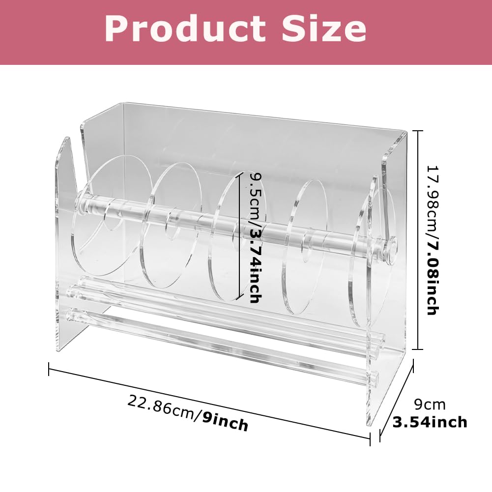Acrylic Label Dispenser, Adjustable 6-Roll Label Organizer for Desktop 6 Disks
