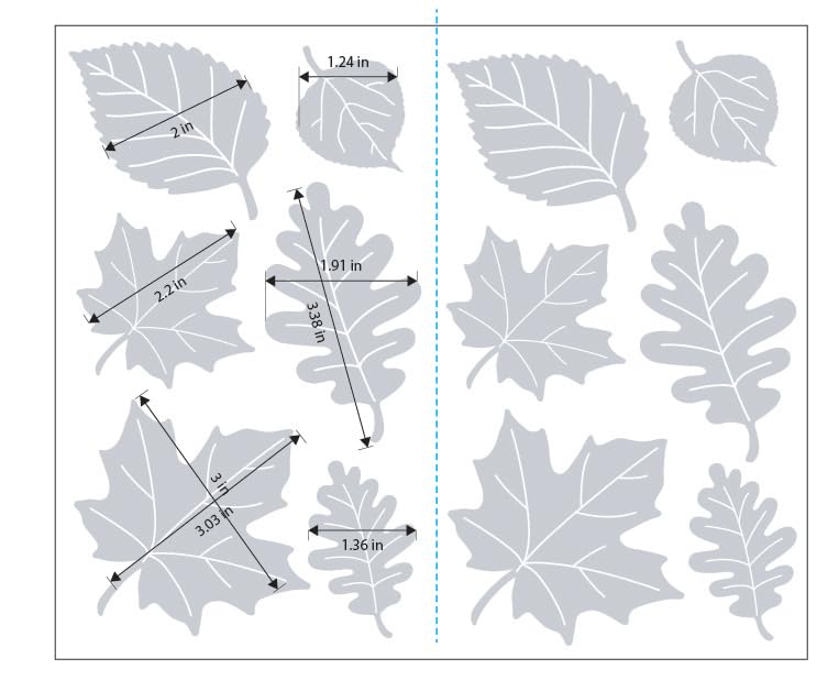 WindowAlert Leaf Medley UV-Reflective Window Decals 4 Pack for Bird Safety 4-Pack