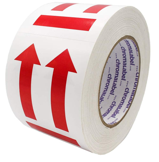ChromaLabel 3 x 4 inch This Side Up Handling Labels with Arrow Imprint, 500 per Roll