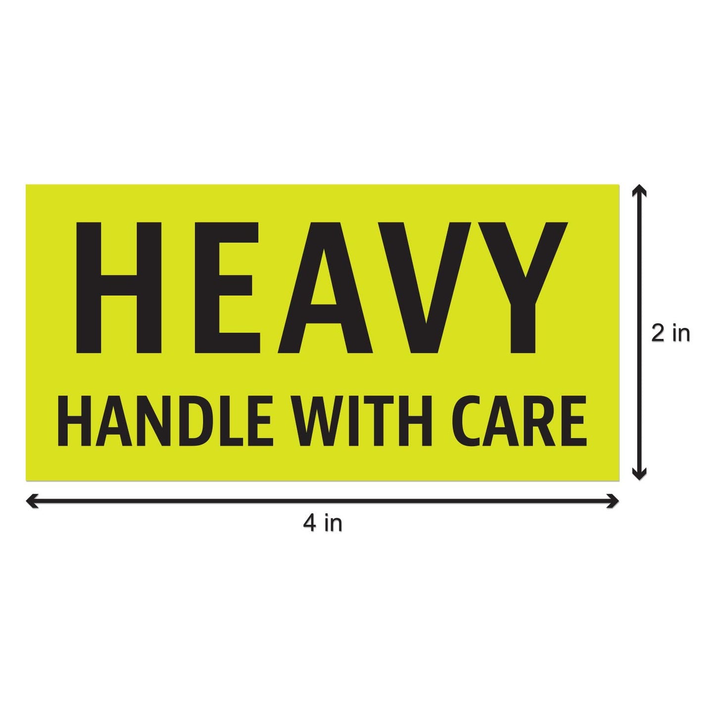 Caution Heavy, Handle with Care Labels (4 x 2 inch, Fluorescent Yellow with Bold Letters - 900 Labels) Warning Heavy Items Stickers for Shipping Heavy Items - Strong Adhesive Heavy - Handle With Care