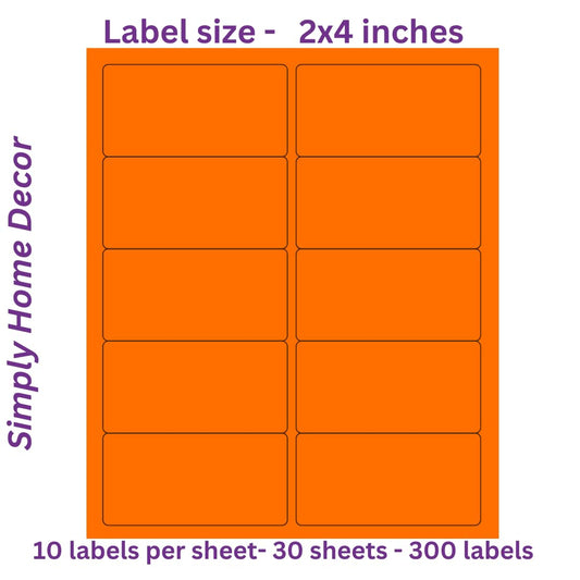 2x4 inches Color Address Labels - Fluoroscent Address Label (Orange)