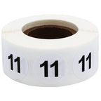 White with Black Number 11 Circle Dot Stickers, 3/4 Inch Round, 500 Labels on a Roll for Organization and Inventory - Semi-Gloss Finish - Made in The USA #11