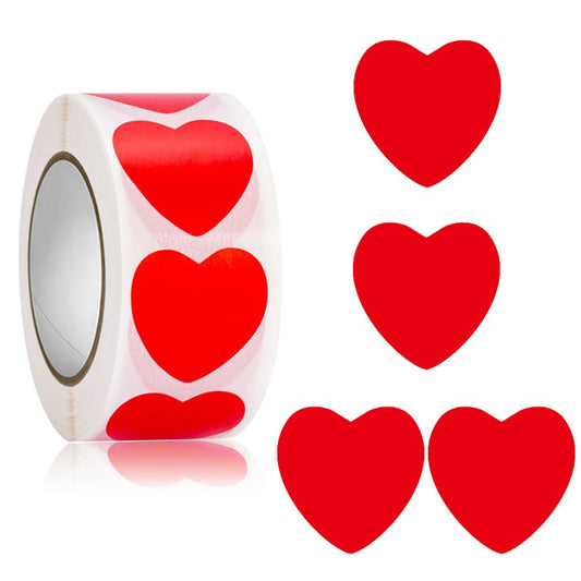 500PCS Red Heart Sticker, 1 inch Valentine's Day Love Shape Self-Adhesive Labels, Use for Valentine's Day, Wedding Anniversaries, Invitation, Envelopes, Crafting, Offices, Bookmarks