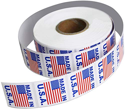 DREAM ART 1 Roll "Made in USA" Pre-Printed Labels Stickers (1" x 1") ; 1000 Labels per Roll Made in Usa Stickers Labels