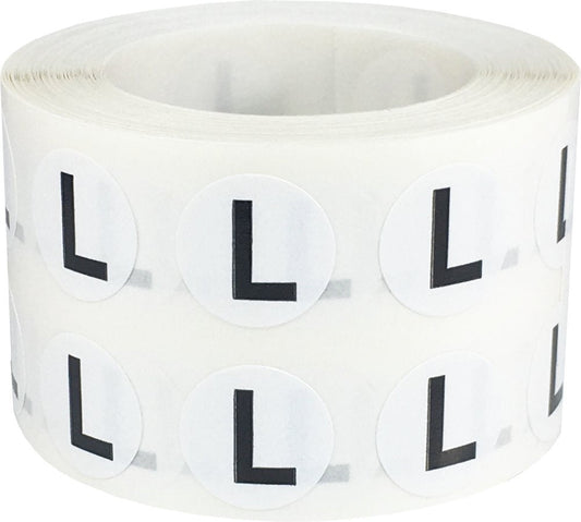 Alphabet Letters L Stickers for Arts and Crafts, Semi-Gloss Paper with Strong Adhesive, Ideal for Inventory Organization, and Filing, 1/2 Inch Round, 1000 Labels per Roll