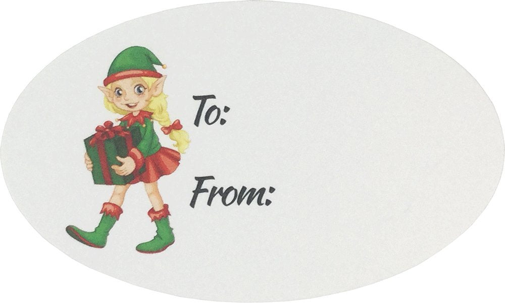 Elf Presents Gifts Tags Christmas Holiday to from Labels 1 1/2 x 2 1/2 Inch 25 Total Stickers