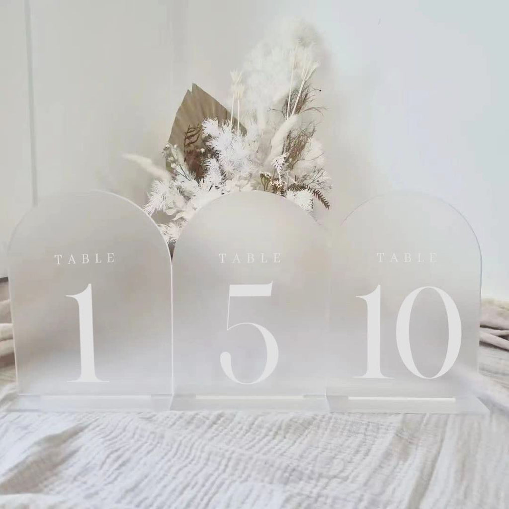 Frosted Arch Table Numbers 1-5 with Stands