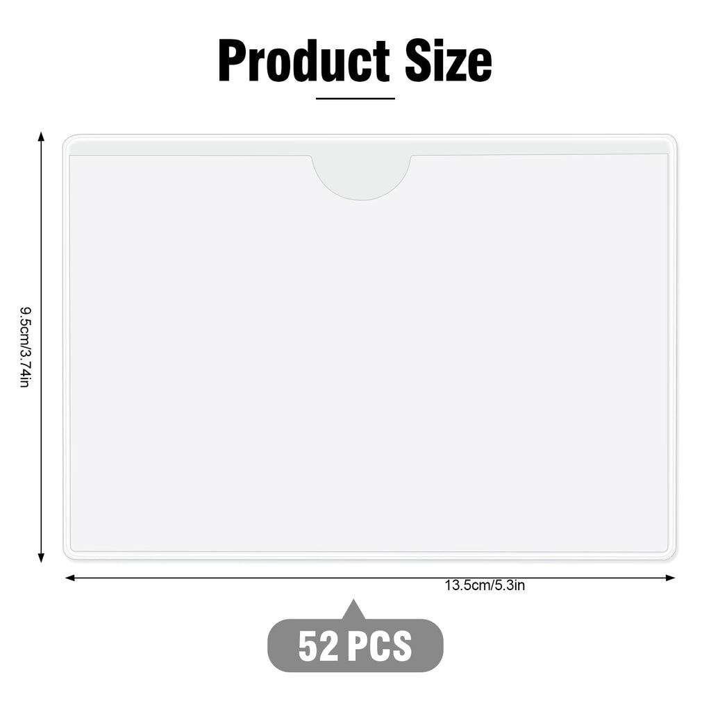 52 Pack Self-Adhesive Index Card Pockets, Clear, Top Load, 3 x 5 Inch 3" x 5"