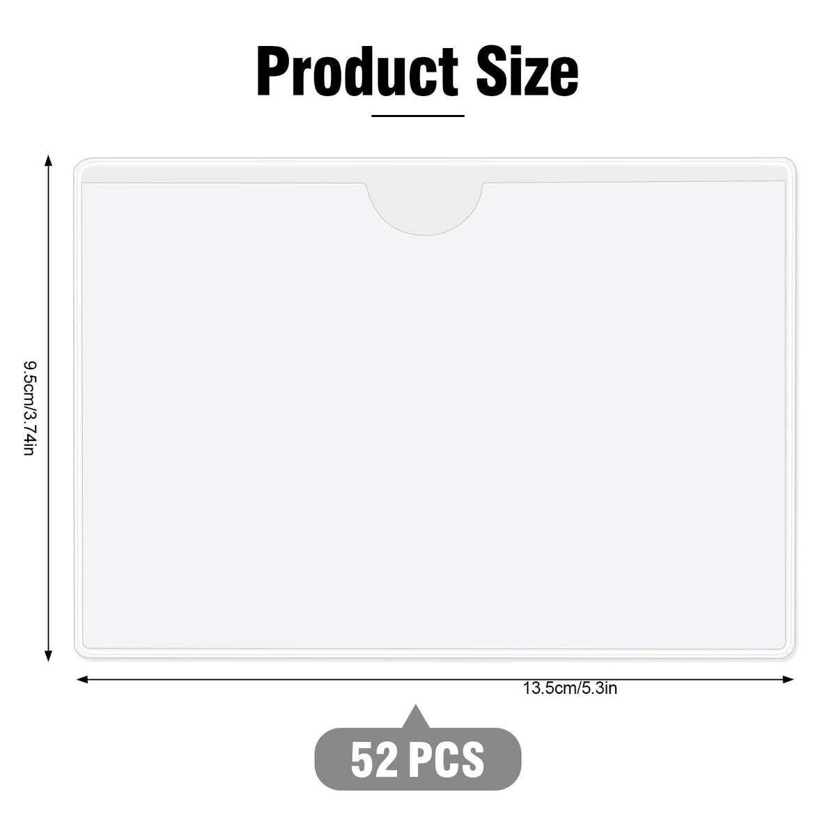 52 Pack Self-Adhesive Index Card Pockets, Clear, Top Load, 3 x 5 Inch 3" x 5"