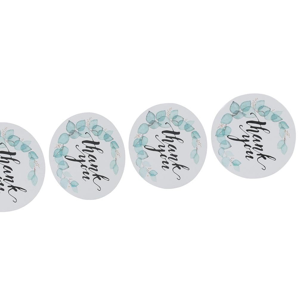 dohobby 500Pcs Blue Turquoise Pattern Thank You Label Stickers, 1.5 Inch Self Adhesive Roll Sticker for Small Business,Party