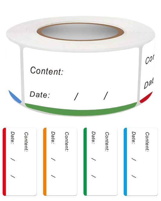300 Removable Freezer Food Labels, 1 x 2 Inch, Waterproof, Oil Resistant Canning Jar Labels, Clean, No Residue Multicolor, 1'' X 2''