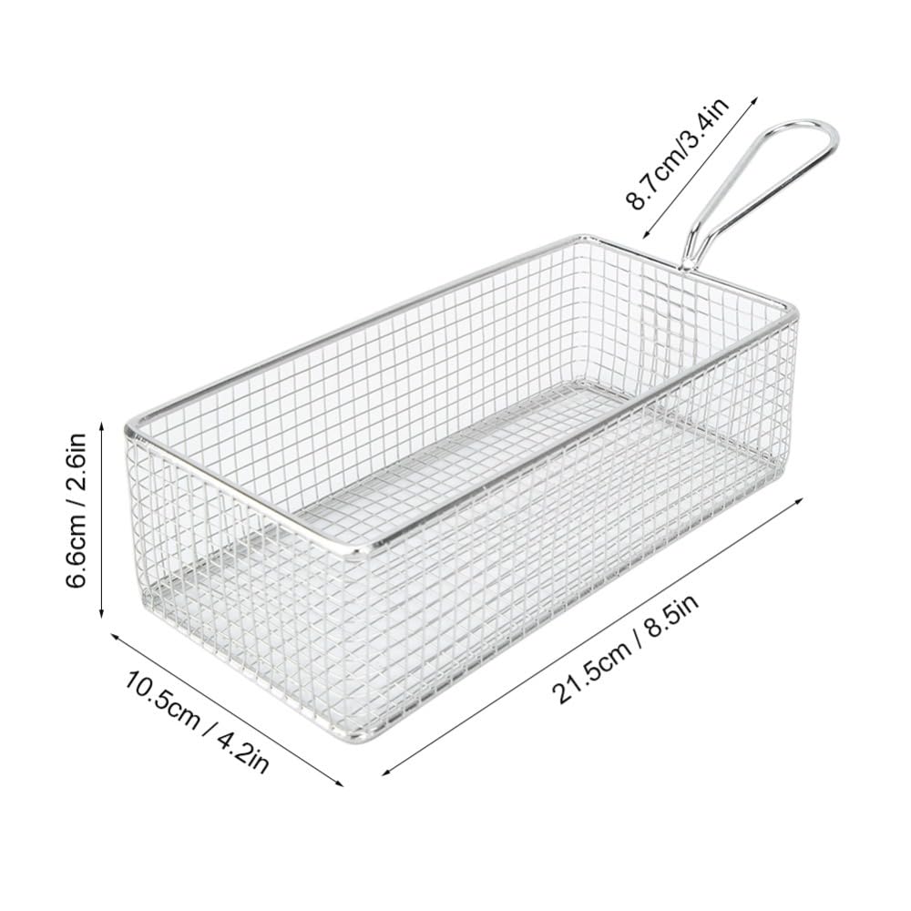 Mini French Fries Basket with Handle, 8.5x4.2x2.6 In, Silver