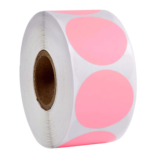 FirstZi 2 Inch Round Pink Thermal Labels - 500 Adhesive Stickers for Shipping, Barcode, QR Code | Compatible with Thermal Printers | Custom Logo, Business Branding, Inventory Stickers