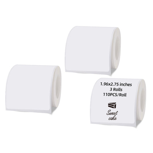 White Thermal Label Sticker for L7/L9/P50/M120/M110/M200/M220/221B Label Maker, 3 Rolls 2”x2.75”(50x70mm) Business Shipping Address Logo Jar Barcode Thermal Sticker Paper Waterproof Oilproof 1.96*2.75 White