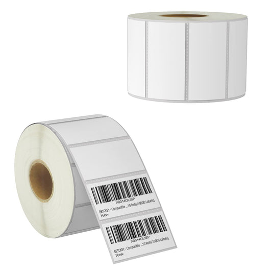 BETCKEY - 2" x 1" (51 mm x 25 mm) UPC Barcode & Address Labels Compatible with Zebra & Rollo Label Printer,Premium Adhesive & Perforated [2 Rolls, 2600 Labels]