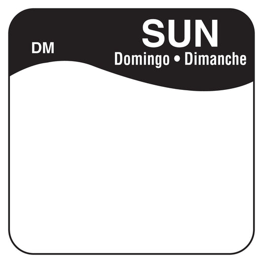 DayMark Safety Systems DissolveMark IT110072-7-SUN Day of The Week 1" x 1" Dissolvable Label, Sun, Black, Roll of 500