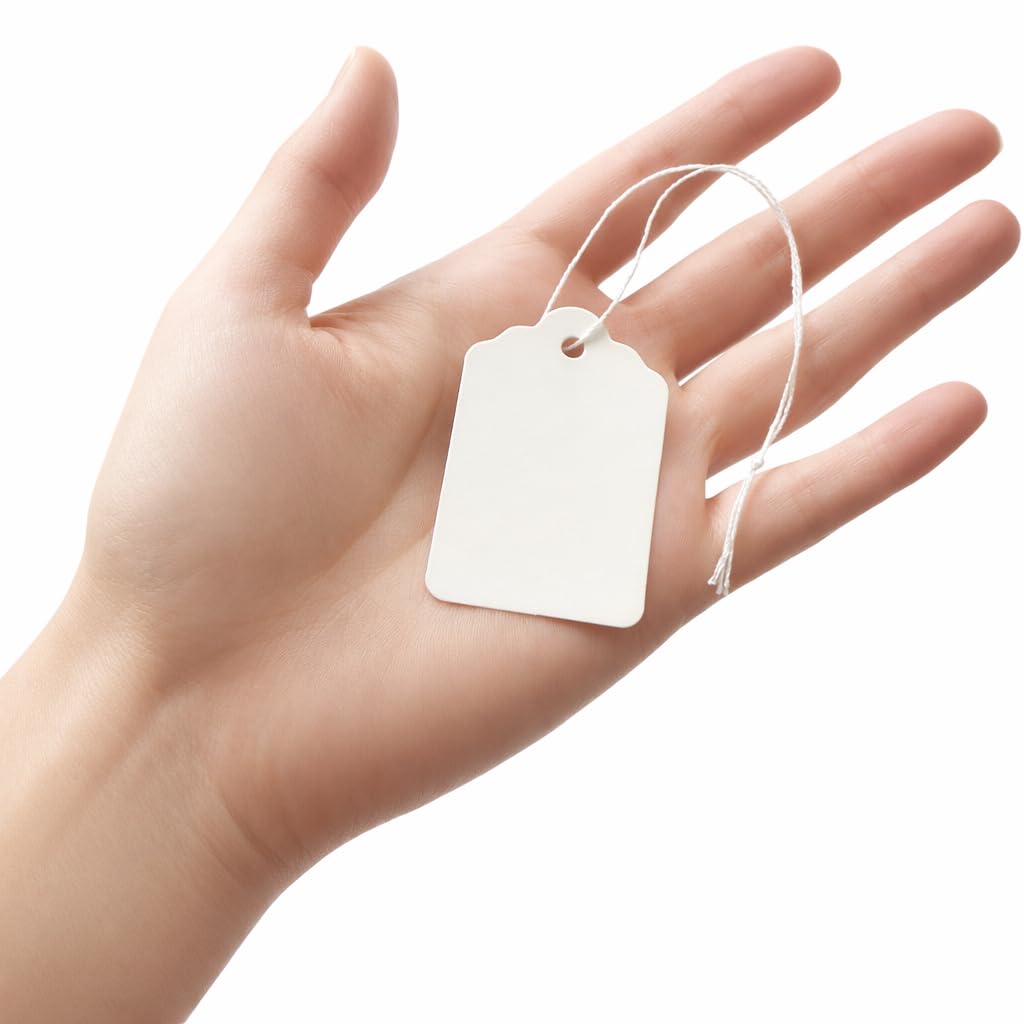 500 White Merchandise Tags with String Attached, 2 1/4" x 1 7/16" 500